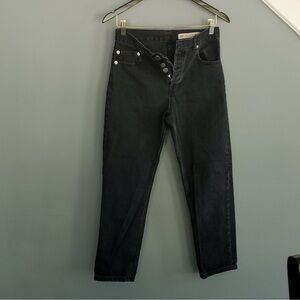 ASOS Black Button Fly Straight Leg Jeans